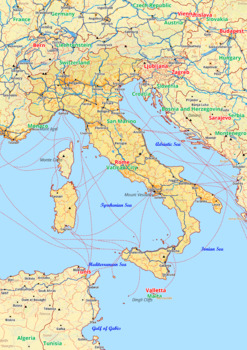 Preview of Italy map with cities township counties rivers roads labeled