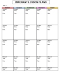 Itinerant Lesson Plan Template- Editable!