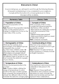 Preview of Itinerary for China - Literacy and Numeracy Aligned