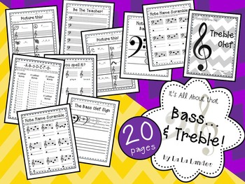 Preview of Bass and Treble Clef Worksheets- BIG Bundle!