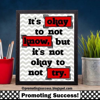 Its Okay To Not Know NEW Classroom Motivational POSTER 