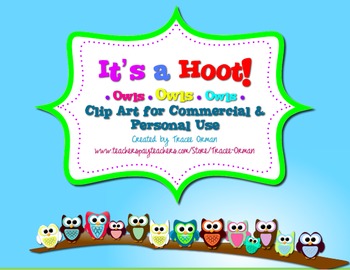 Preview of Owl Clipart It's a Hoot! Frames Backgrounds Borders for Commercial Use