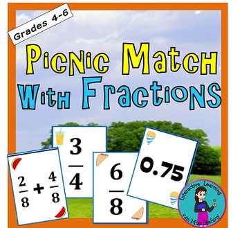 Preview of It's a Picnic Fraction Memory Match