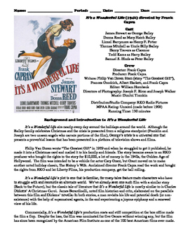 Preview of It's a Wonderful Life Film (1946) Study Guide Movie Packet