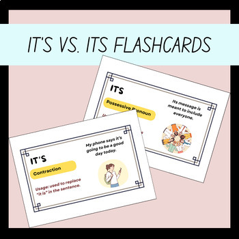 Preview of Homophones Its vs It's Grammar Flashcards for 4th Grade