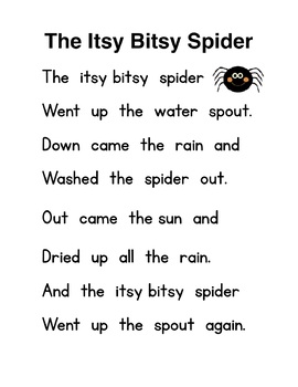 Itsy Bisty Spider Poem and pocket chart sentence strips by Simple But Good