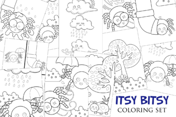 Preview of Itsy Bitsy Song Rhymes - Kids & Adult coloring A4