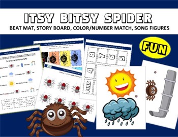 Preview of Itsy Bitsy Spider Activity Pack Easy Reader Colors Count Match Song Figures