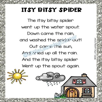 Itsy Bitsy Spider | Colored Nursery Rhyme Poster by Little Learning Corner