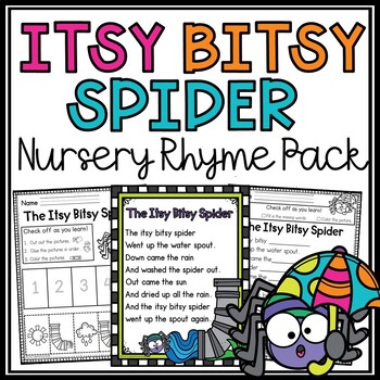 Preview of Itsy Bitsy Spider Nursery Rhyme Activities | Literacy Center | Nursery Rhymes