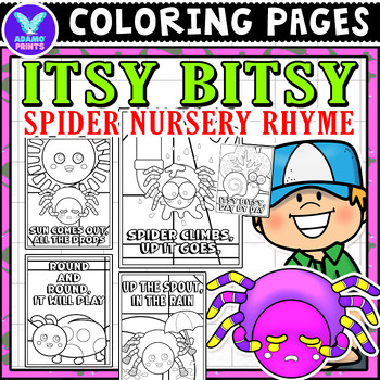 Preview of Itsy Bitsy Spider Nursery Rhyme Coloring & Writing Paper Art Activities No PREP