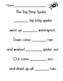 Itsy Bitsy Spider Poem with Sight Words
