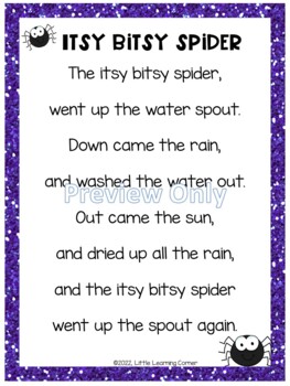 Itsy Bitsy Spider Poetry Packet by Little Learning Corner | TpT