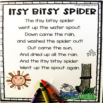 Itsy Bitsy Spider - Printable Poem by Little Learning Corner | TpT