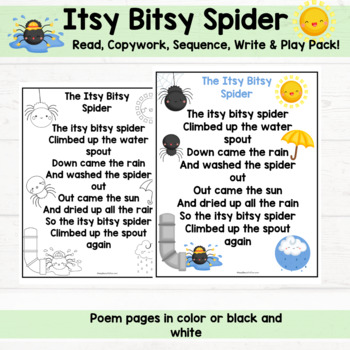 Itsy Bitsy Spider Rhyme Pack for Pre-k / Kindergarten / Elementary