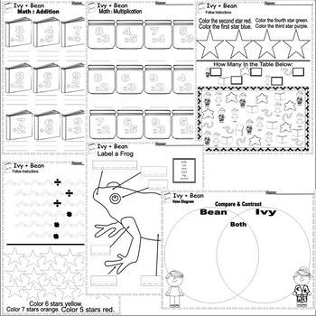 Ivy + Bean Novel Book Study Companion Reading Comprehension Worksheets