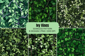 Preview of Ivy Vines Seamless Patterns Digital Paper Background
