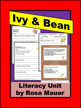 Preview of Ivy and Bean Book 1 Chapter Comprehension Questions & Writing Activities