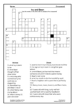Ivy and Bean Word Search and Crossword Puzzle Vocabulary Activity Pages