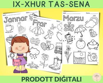 Preview of Ix-Xhur tas-Sena, 'Worksheets' bil-Malti għat-tfal tal-Kindergarten, Circle Time