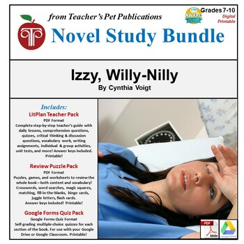 Preview of Izzy, Willy-Nilly LitPlan Novel Study Unit Bundle