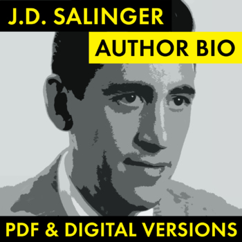Preview of J.D. Salinger Author Study Worksheet Catcher in the Rye, PDF & Google Drive CCSS