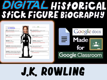 Preview of J.K. ROWLING Digital Historical Stick Figure Biography (mini biographies)