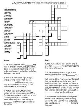 J K ROWLING Harry Potter And The Sorcerer s Stone text clues crossword