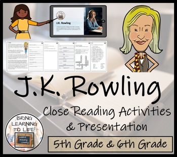 Preview of J.K. Rowling Close Reading Comprehension Activity | 5th Grade & 6th Grade