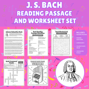 Preview of J.S. Bach: Reading Passage + Worksheet Set {Sub Plans + No-Prep Plans}