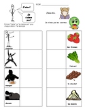 J'aime and Je n'aime pas french worksheet