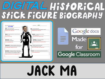 Preview of JACK MA Digital Historical Stick Figure Biography (MINI BIOS)
