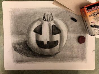 Preview of JACK O LANTERN PUMPKIN HALLOWEEN ART LESSON Grade 4-8