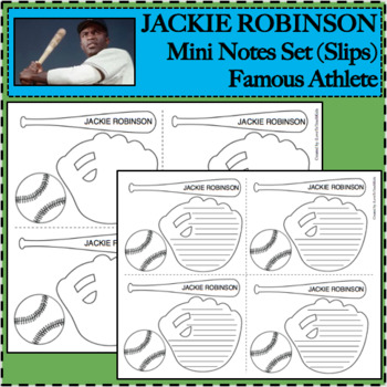 Preview of JACKIE ROBINSON Baseball Black History Mini Notes Slips HIGHLY VERSATILE!
