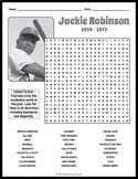 JACKIE ROBINSON Biography Word Search Puzzle Worksheet Activity