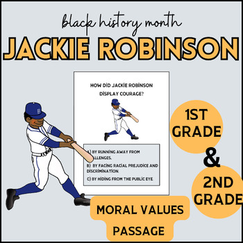 Preview of JACKIE ROBINSON Reading Comprehension Passages| BHM activities |1st & 2nd Grade