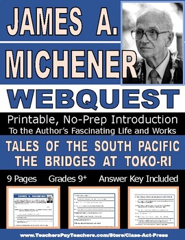 Preview of JAMES A. MICHENER Webquest | Worksheets | Printables