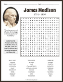 JAMES MADISON Biography Word Search Puzzle Worksheet Activity