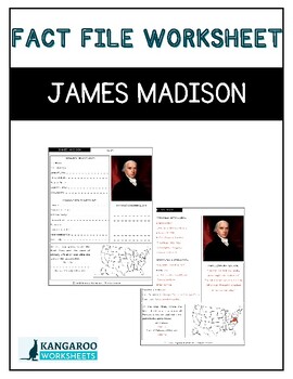 Preview of JAMES MADISON - Fact File Worksheet - Research Sheet