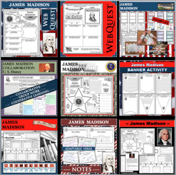 Preview of JAMES MADISON U.S. PRESIDENT BUNDLE Differentiated Research Project Biography
