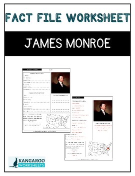 Preview of JAMES MONROE - Fact File Worksheet - Research Sheet