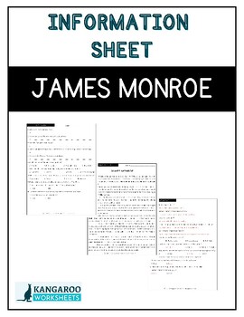 Preview of JAMES MONROE - Information Sheet - Reading Comprehension & Worksheet