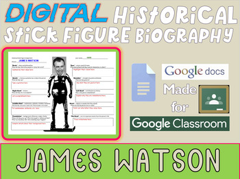 Preview of JAMES WATSON Digital Historical Stick Figure Biography (MINI BIOS)