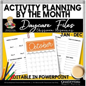 Preview of JAN - DEC ACTIVITY TEACHING PLANNER FORMS EDITABLE POWERPOINT