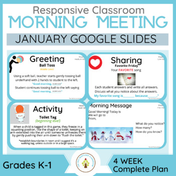 Preview of JAN Responsive Classroom Morning Meeting Slides Kindergarten/First Grade