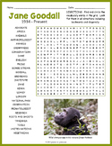 JANE GOODALL Biography Word Search Puzzle Worksheet Activity
