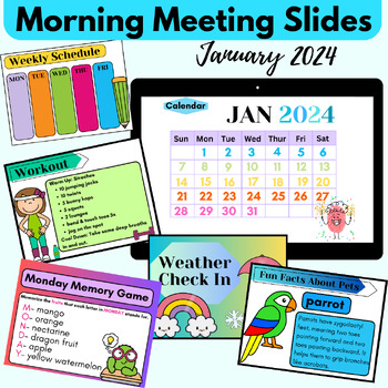 Preview of JANUARY 2024 Morning Meeting Slides- PowerPoint