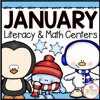 Preview of JANUARY LITERACY CENTERS AND MATH CENTERS