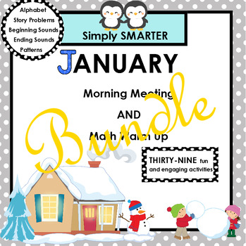 Preview of JANUARY MORNING MEETING AND MATH WARM UP BUNDLE