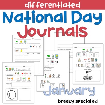 Preview of JANUARY National Days Differentiated Journals for special education